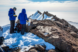 Scouting for stones atop nunataks in Antarctica