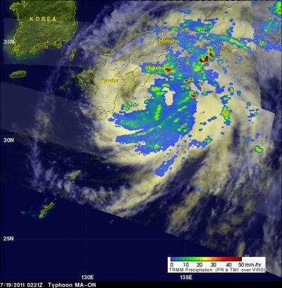 NASA TRMM Satellite Sees Rainfall in Typhoon Ma-on