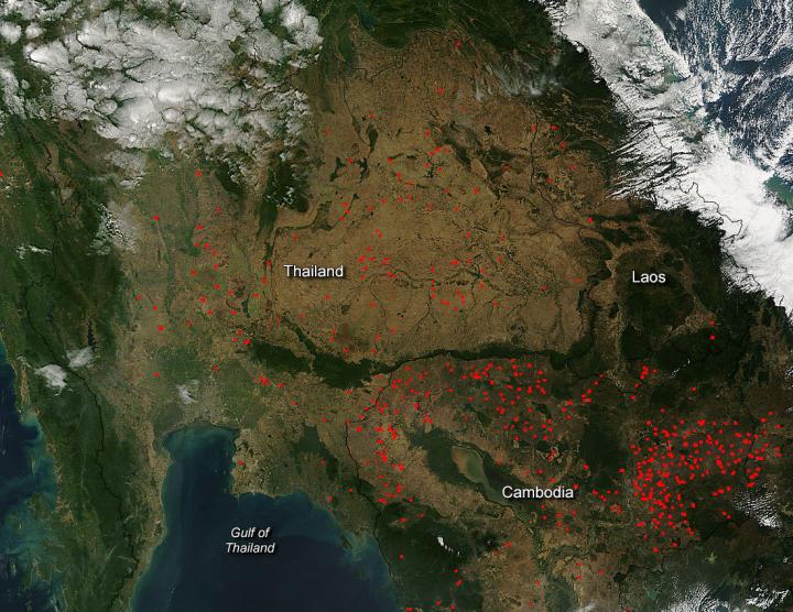 Fires Scattered Across Indochina