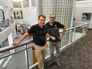 UCF CREOL Graduate Research Assistant Layton Hall, ’22MS (left) and Dr. Ayman Abouraddy