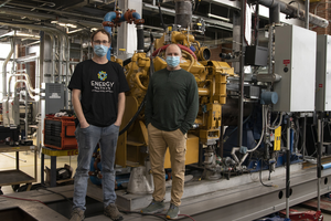 Researchers in engines lab