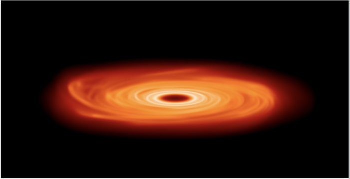 Image showing a rotating protoplanetary disc without a warp