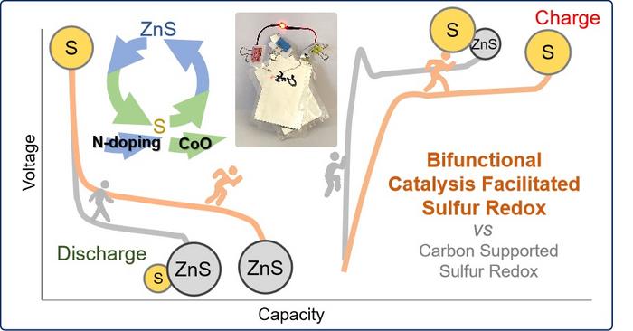 Simultaneous acceleration of sulfur reduction and oxidation on bifunctional electrocatalytic electrodes for quasi-solid-state Zn-S batteries