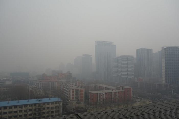 Air pollution in Beijing, China.