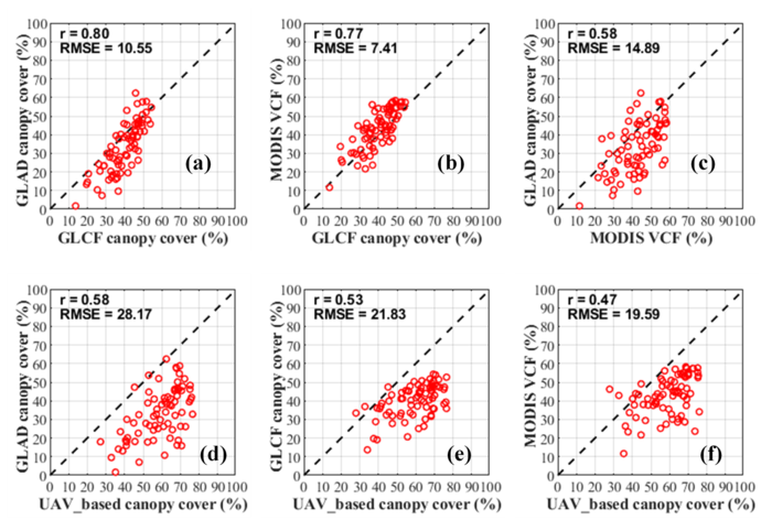 Assessment of three global maps at test sites