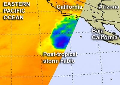 NASA's Aqua Satellite Passed Over Post-Tropical Storm Fabio