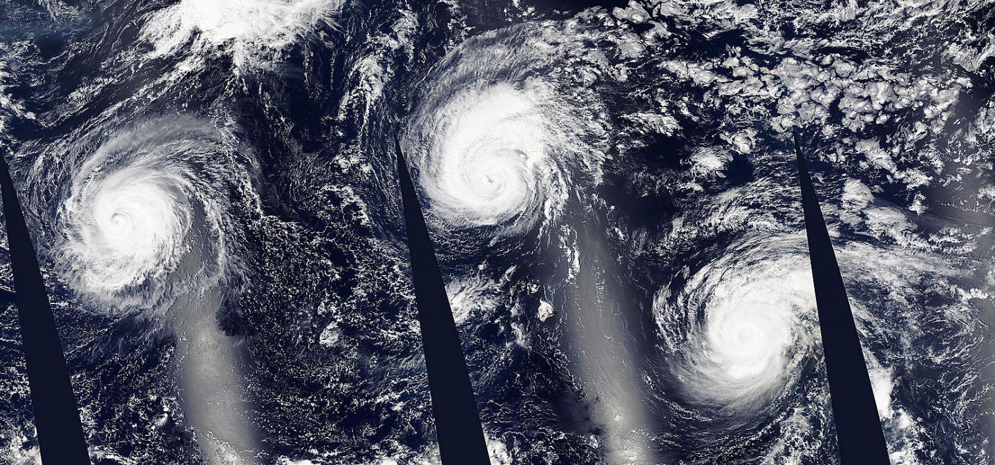 MODIS Image of Ignacio, Kilo and Jimena