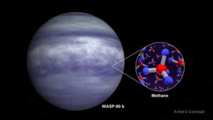 Artist’s rendering of the warm exoplanet WASP-80 b