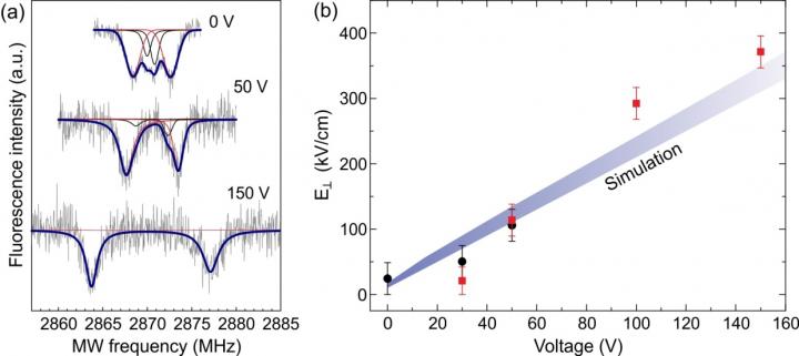 Electric Field Measurement by Optically Detected Magnetic Resonance (ODMR)