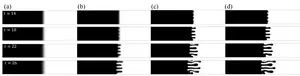 Time evolution of viscous fingering