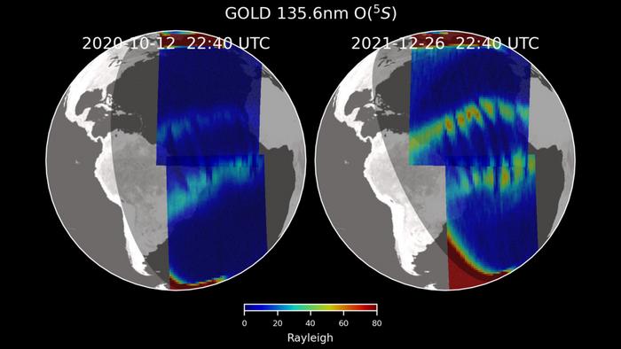 C- and reverse-C-shaped plasma bubbles observed by GOLD