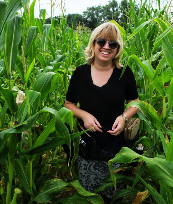 Madelaine Bartlett in the maize field.