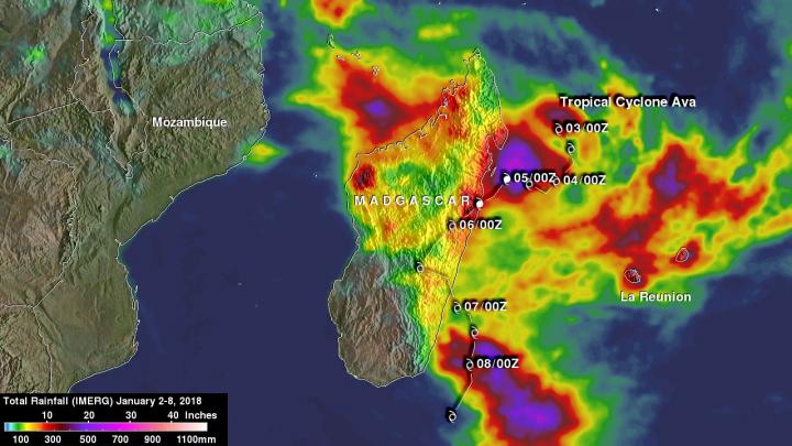 IMERG Rainfall Totals Over Madagascar from Ava