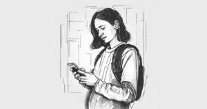 Illustration of person holding smartphone