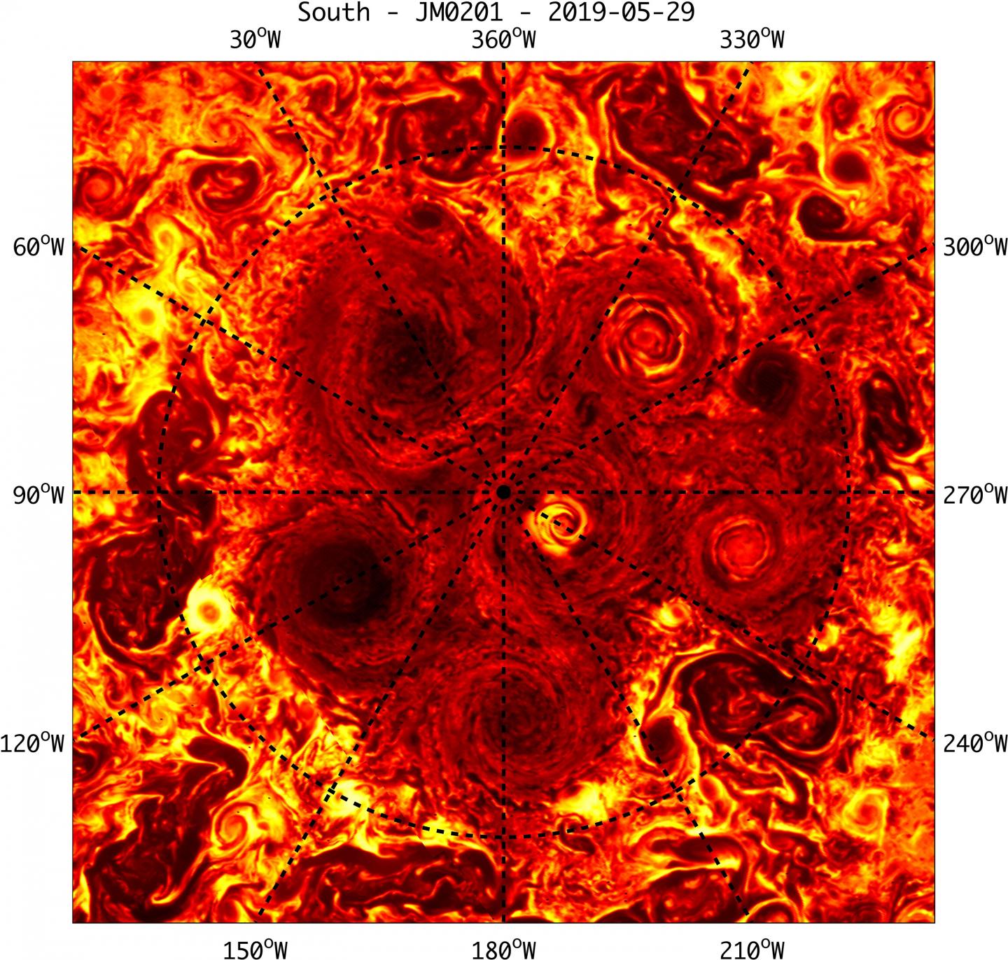On its 20th flyby to Jupiter, the JIRAM instrument onboard the Juno spacecraft found a seventh vortex