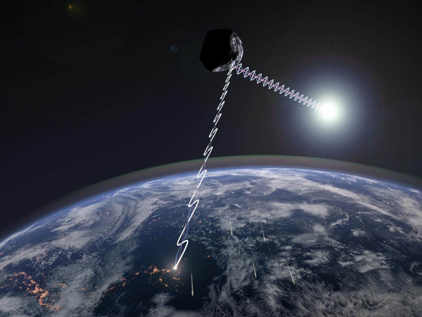 Artist's Conception of Polarized Light Reflected by Near-Earth Asteroid Phaethon
