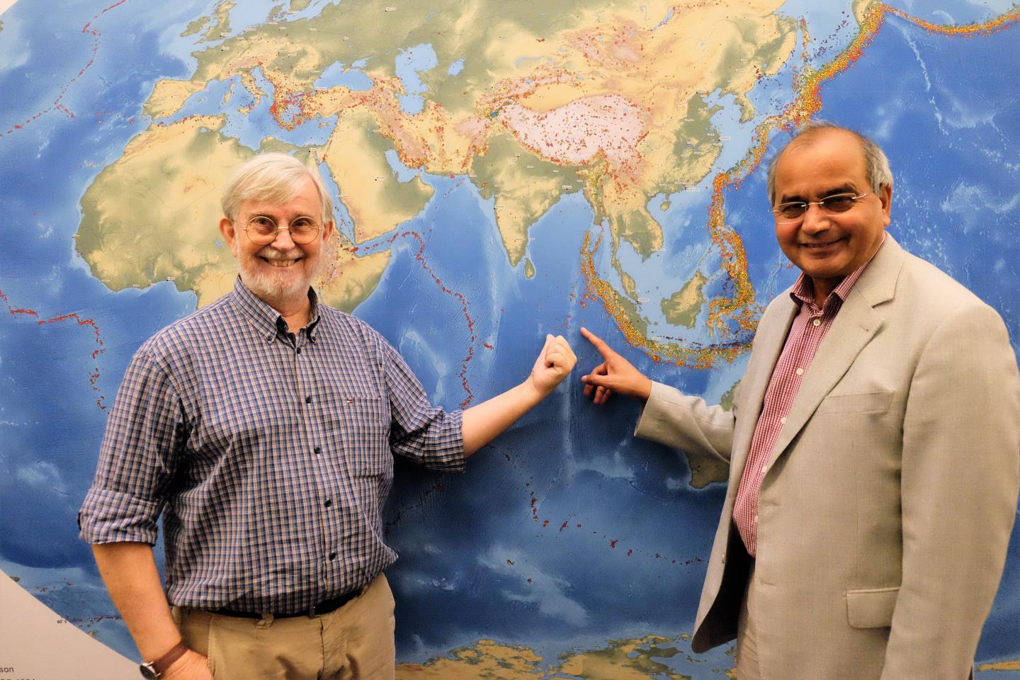 NTU Prof Paul Tapponnier (left) and Visiting Prof Satish Singh