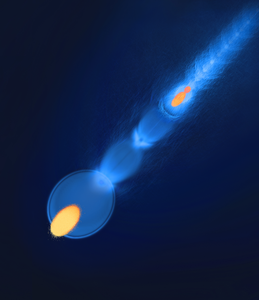 Graphical illustration of a probe-bunch pair sampling a plasma perturbed by the leading bunch
