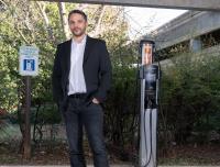 Georgia Tech's Gleb Yushin by EV charging station