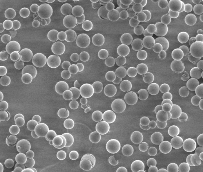 Low-power image of microspheres, courtesy of the Applied Research Center.