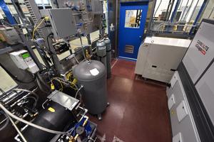 Inside the high-temperature steam electrolysis testing facility.