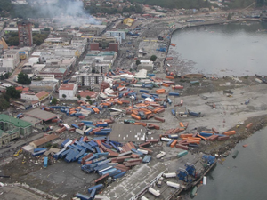 Aftermath of a tsunami in Chile, 2010