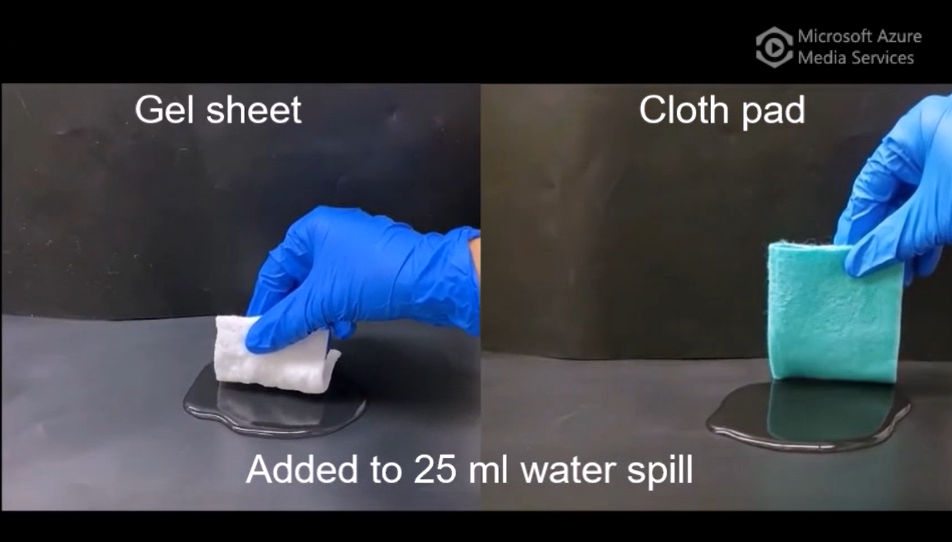 Superabsorbent gel sheet soaking up water
