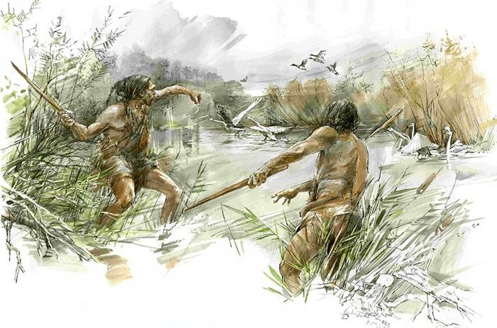 Artistic reconstruction showing the stick would have been thrown