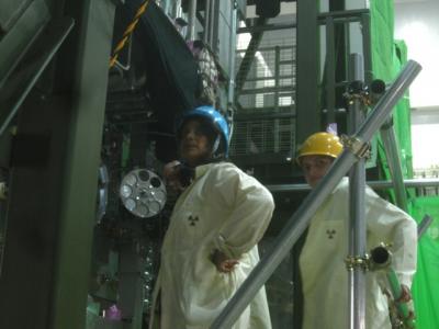 Sampa Bhadra and Elder Pinzon at the Optical Transition Radiation Detector