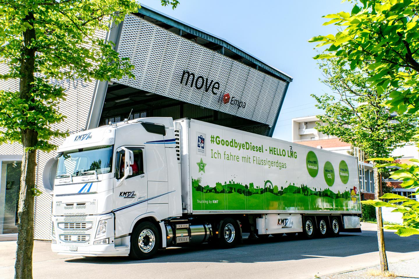 Truck is getting fueled with liquified renewable gas