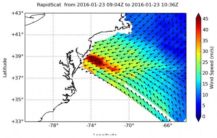 RapidScat Measures Winter Storm's Coastal Winds