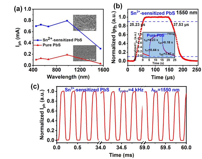 Sn2+ Sensitization Improves the Photoelectric Performance of PbS-based Photodetectors