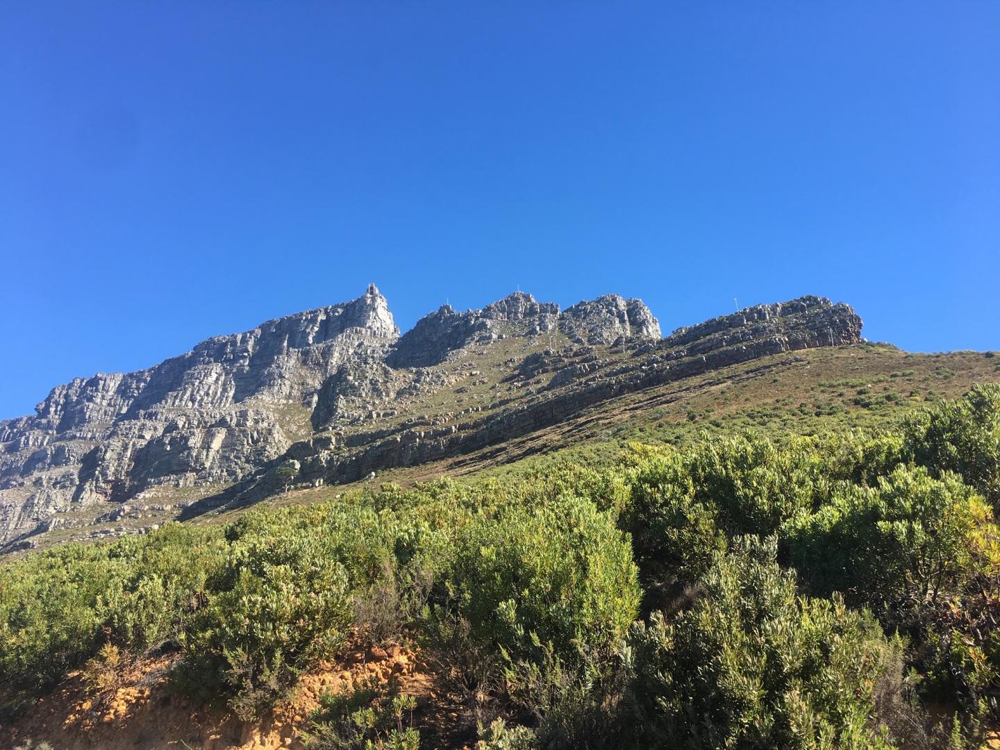 View of Table Mountain from walking in Cape Town, February 2017.