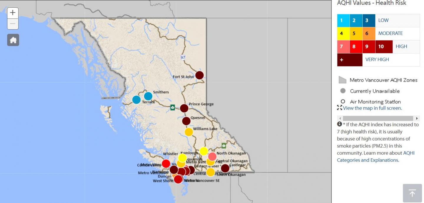 Air Quality over British Columbia