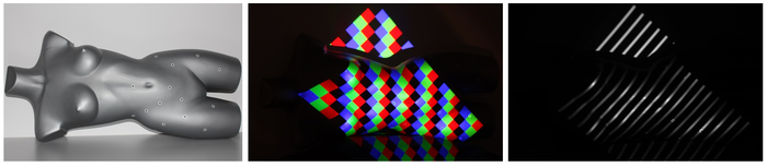 Figure 3. RGB and IR images projected onto a target surface