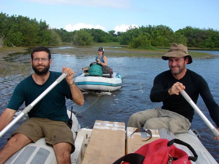 Researchers in Boat