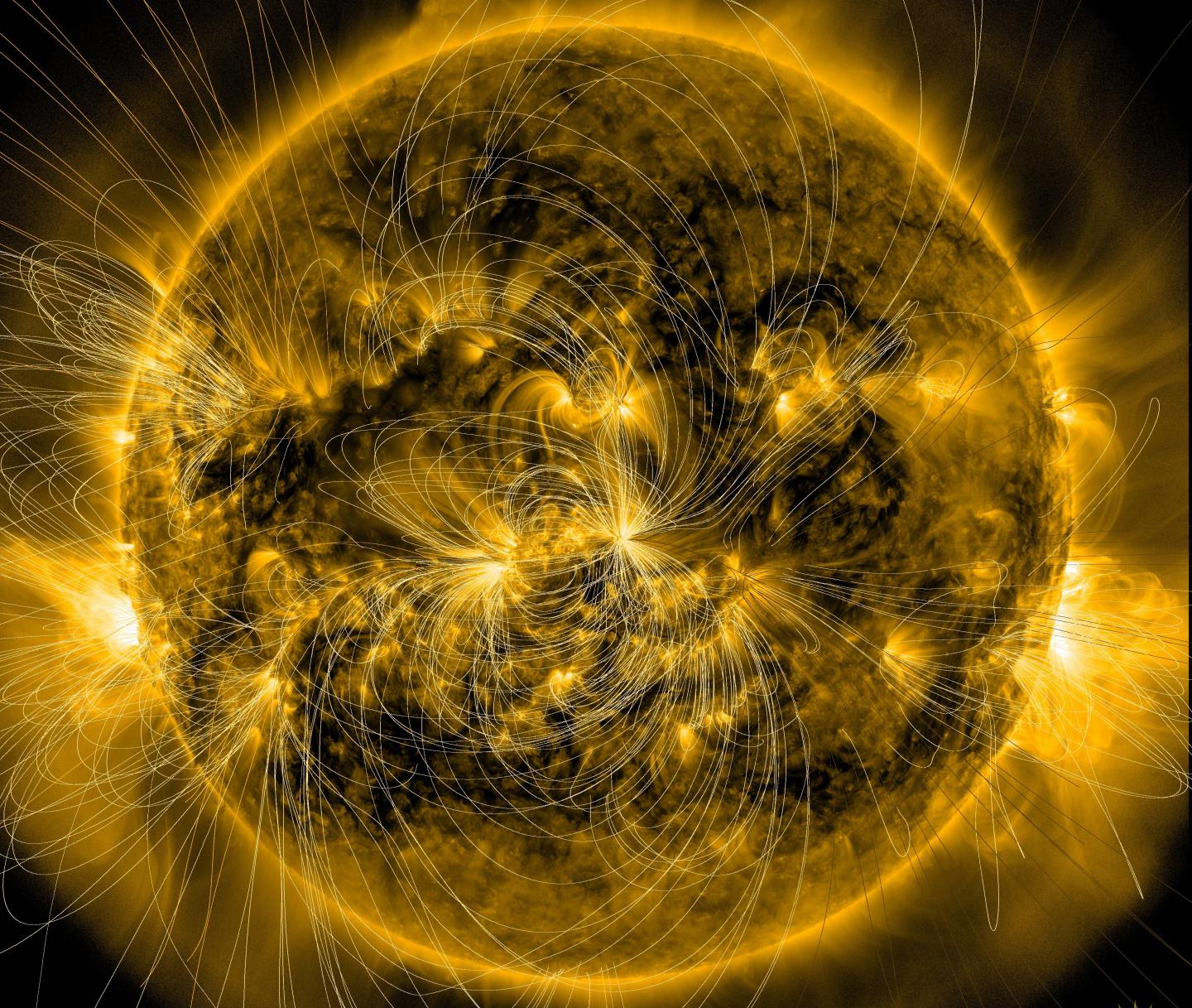 Sun Image with Model of Magnetic Field Lines