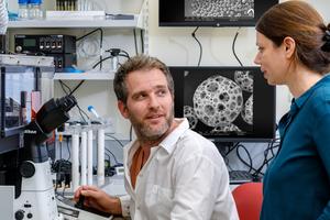 Yoel Goldstein and Ofra Benny in the Lab