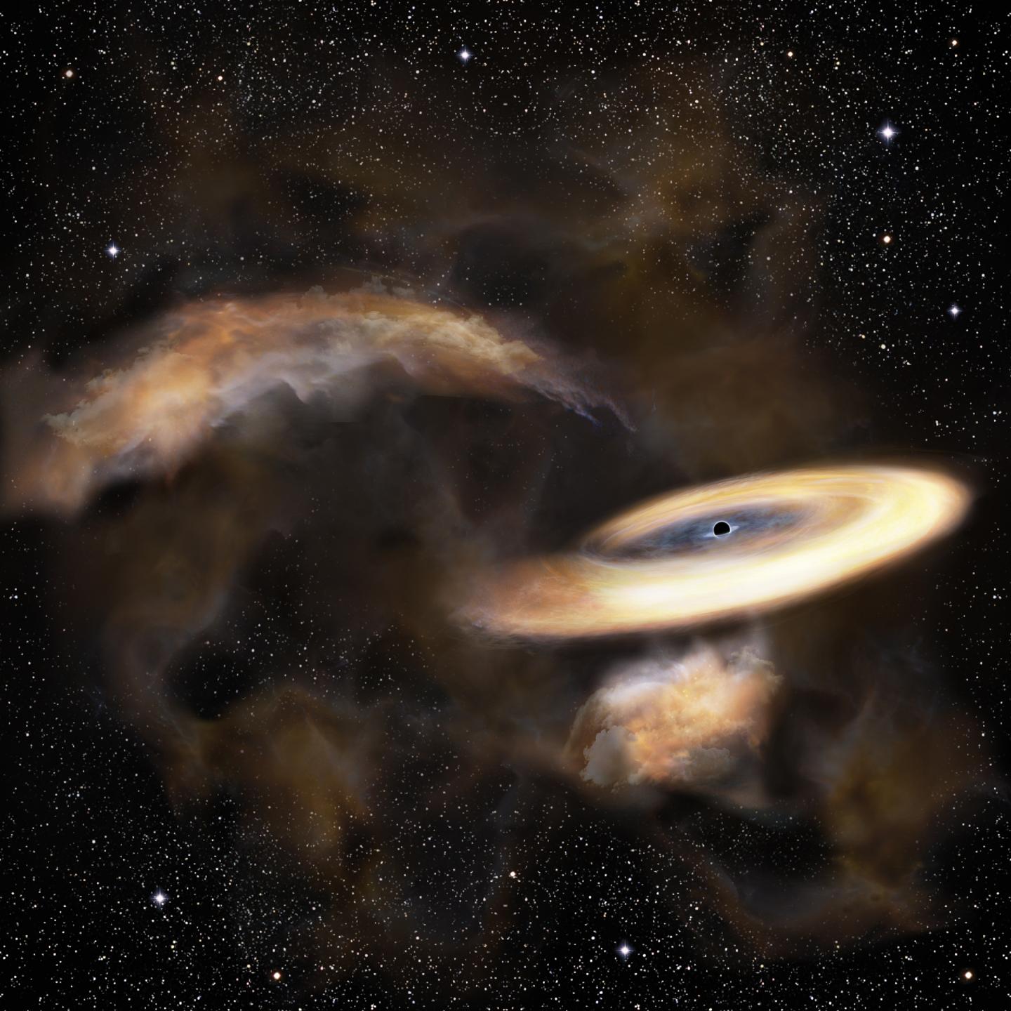Artist's Impression of a Gas Cloud Swirling Around a Black Hole