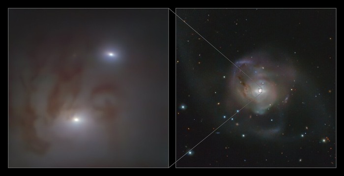 Close-up and wide views of the nearest pair of supermassive black holes