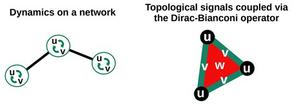 Figure. 1   “Classic” dynamics on networks vs. Dirac-Bianconi coupling