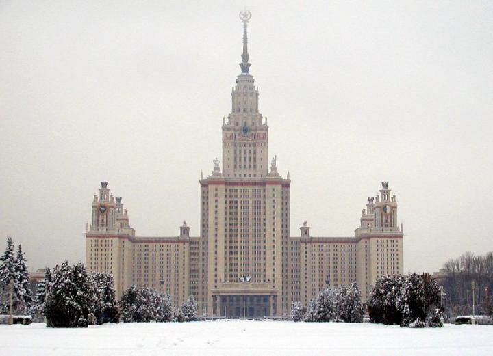 Lomonosov Moscow State University Main Building in Winter