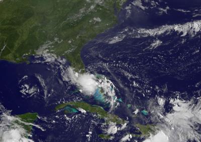 GOES-13 Catches Tropical Storm Bonnie Raining on South Florida