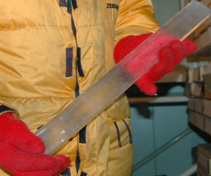 An ice core from the Greenland ice sheet