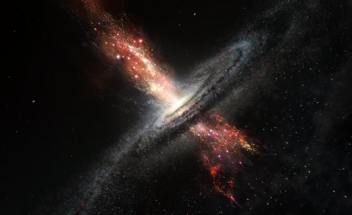 Artist's Impression of Stars Born in Winds from Supermassive Black Holes
