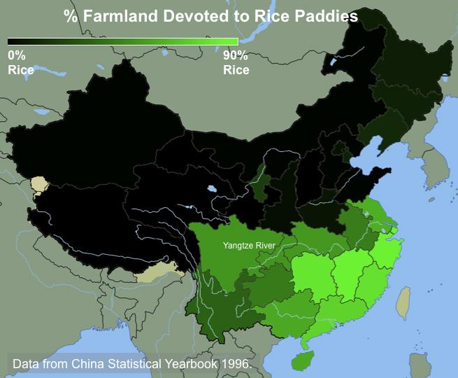 As Seen in Starbucks: In China, Traits Related to Traditional Rice or Wheat Farming Affect Modern Behavior (6 of 10)