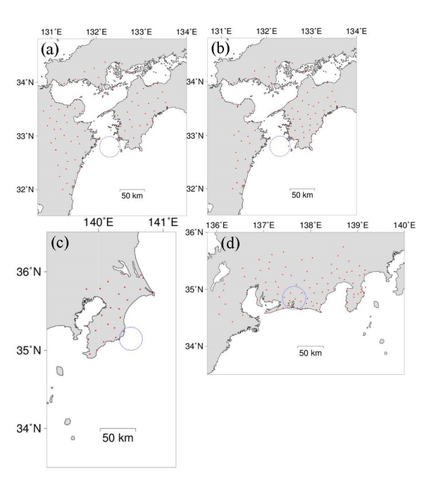 図2 GNSS観測点とSSEの大まかな発生場所