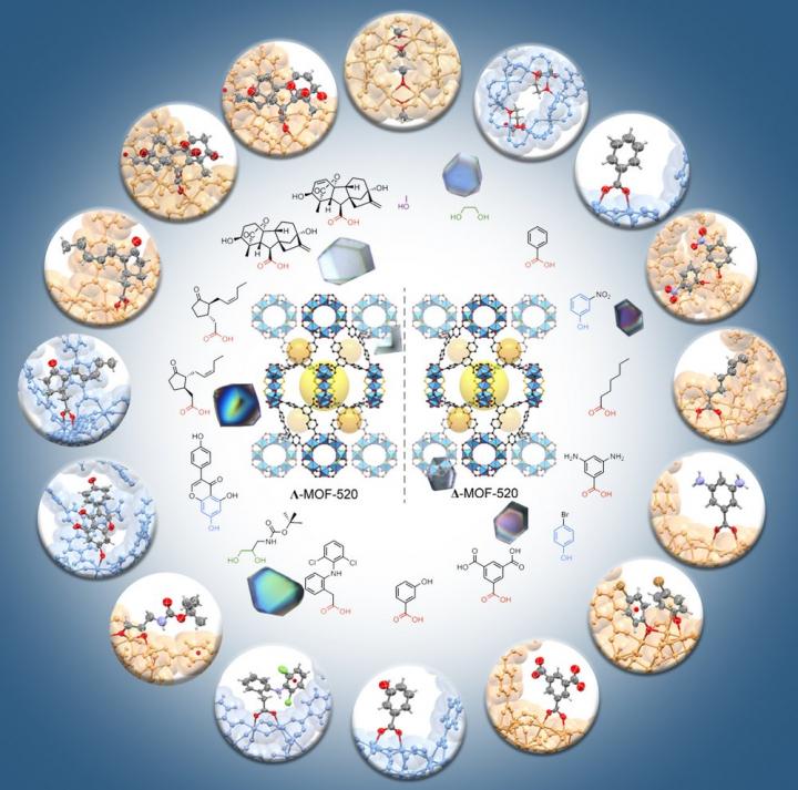16 Sample Molecules Bound to Chiral MOFs