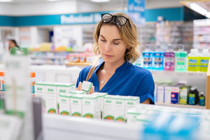 Woman in pharmacy