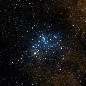 The Messier 6 star cluster: An optical image of the Messier 6 star cluster, also known as the "Butterfly cluster", from the second Digitized Sky Survey (DSS-II). This cluster is one of the earliest formed in the Messier 6 family and is the namesake of the
